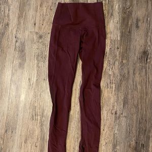 Lululemon burgundy leggings with mesh backs